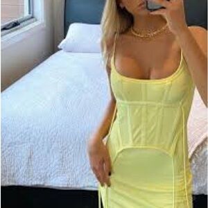 Dion Lee silk jersey corset dress in lemon